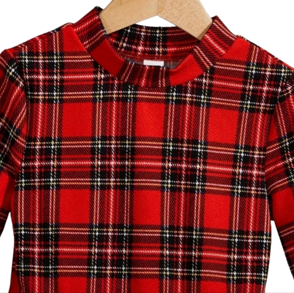 Girl's Red Plaid Dress - Picture 3 of 6